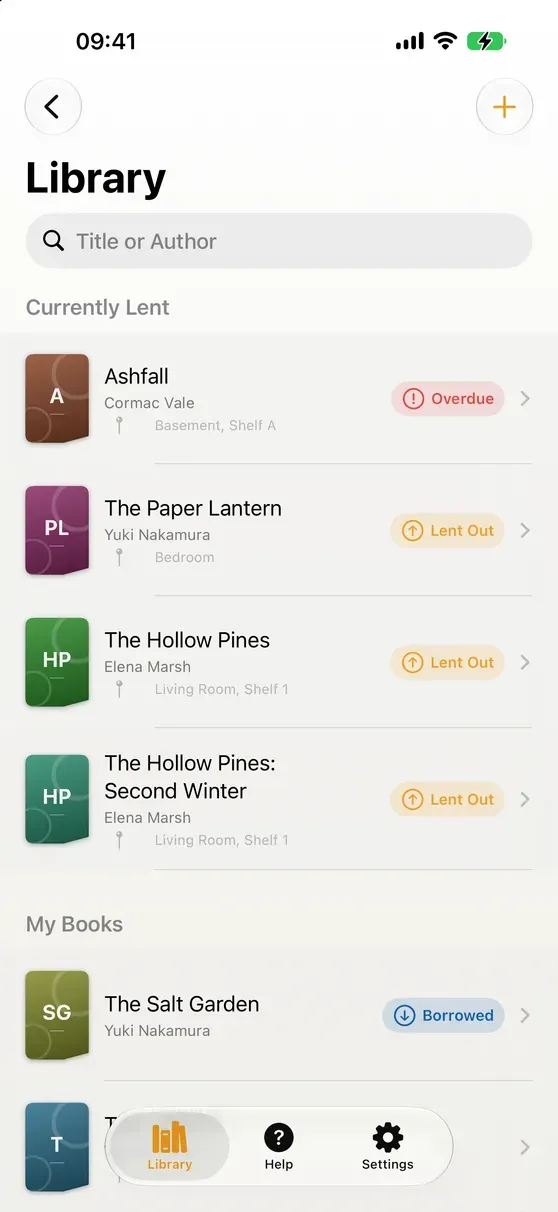 The LeanBooks library view on iPhone