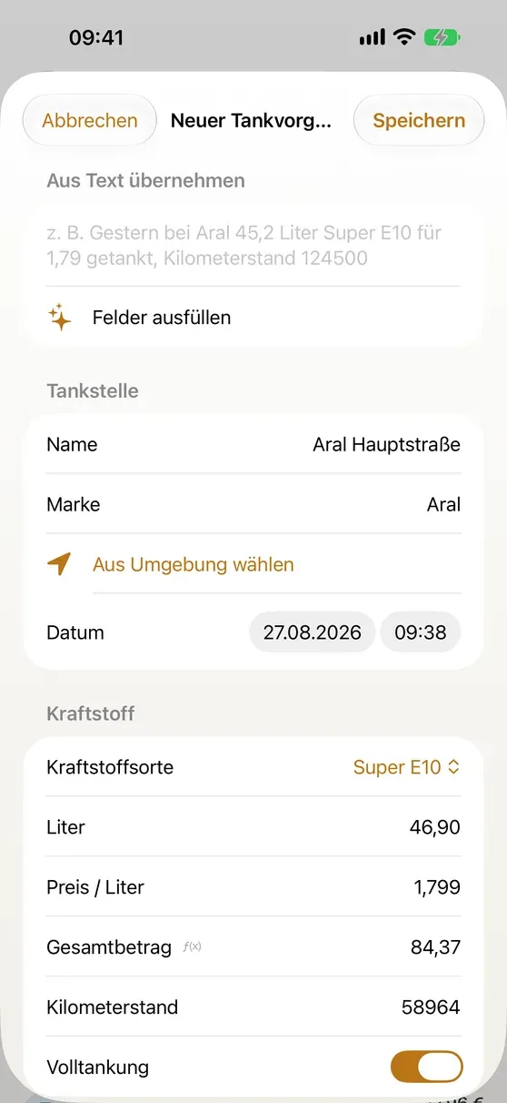 Log a fill-up